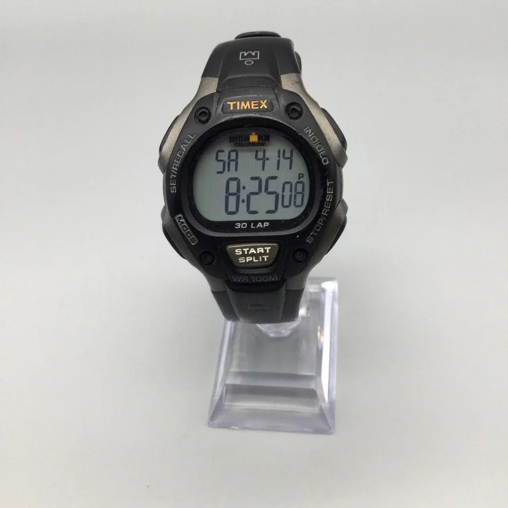 Timex Ironman Triathlon 30 Lap Mens Watch 38mm Black Gray 30Lap New Battery